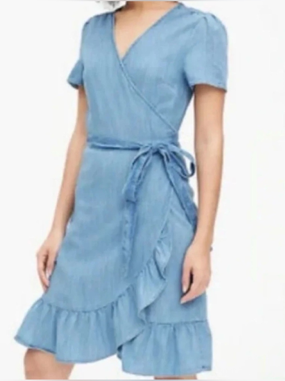 GAP Light Blue Wrap Ruffle Dress